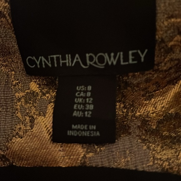 Cynthia Rowley size 8. Gold/Gray dress. Skater style dress. Brocade design. - Picture 5 of 6
